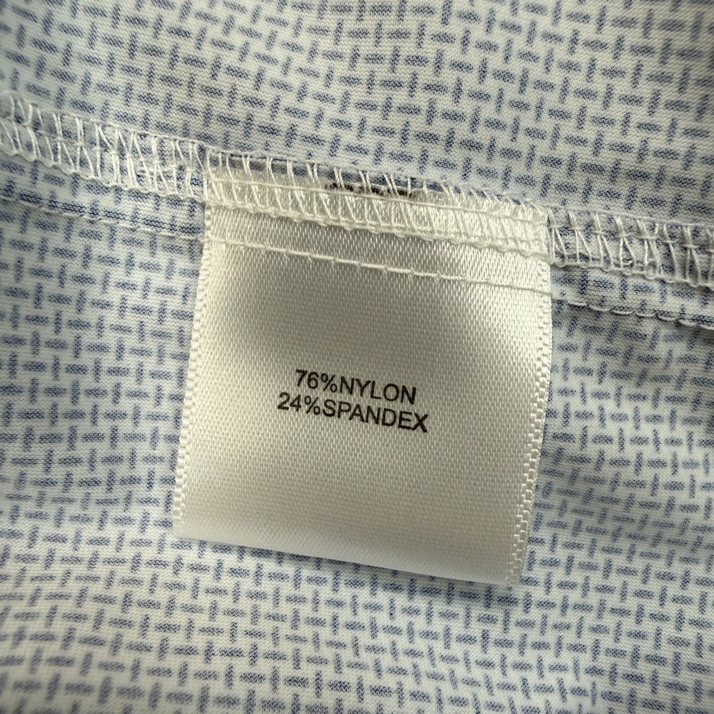Collars & Co Mens Size LARGE Apex Dress Shirt Navy White Basketweave Stretch - Picture 8 of 10
